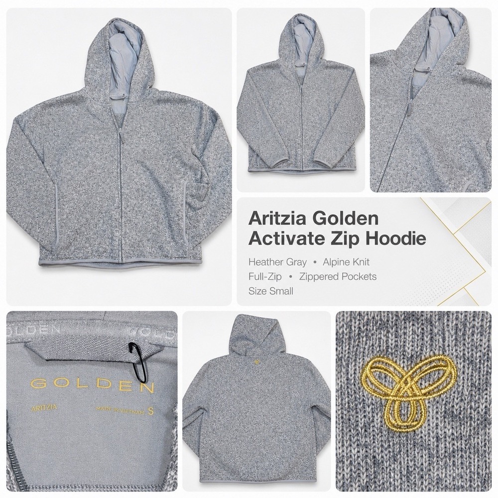 Aritzia Golden Activate Alpine Knit Zip Hoodie Gray Heather Women's Small